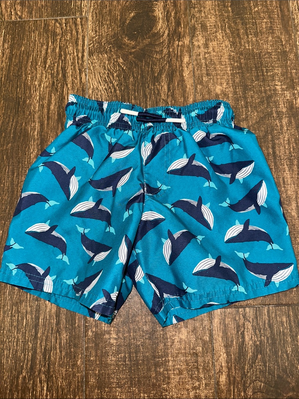 Cat & Jack Boys Whale Swim Trunks Teal Blue 4T Toddler Beach Pool Summer Shorts